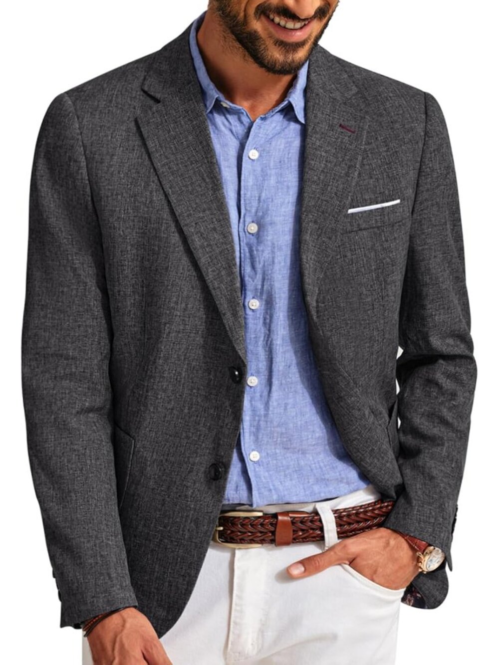 Mens Casual Sport Coats Lightweight Two Button Blazer Jacket